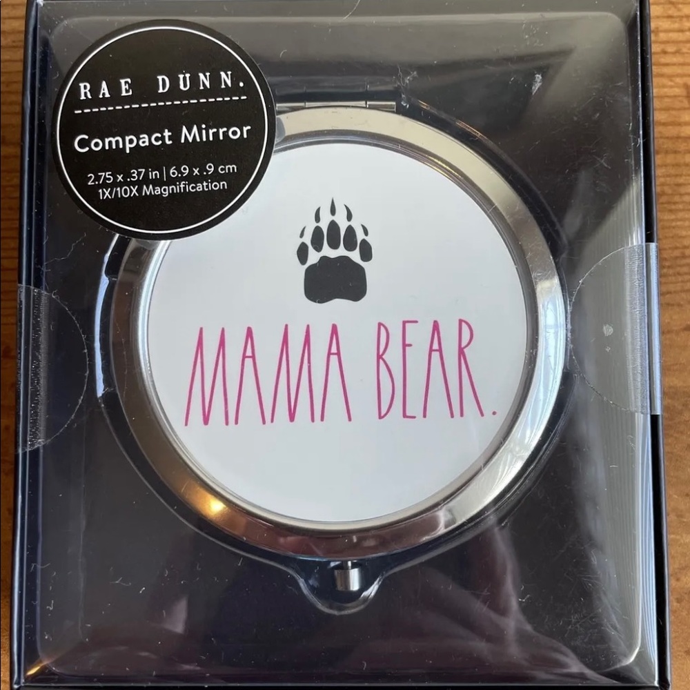 Rae Dunn Compact Mirror “MAMA BEAR” 1x/10x Magnification New